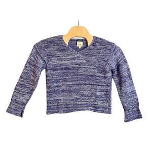 Cousin Johnny Purple White Marled Knit Cotton V-Neck Sweater Size S Made in USA